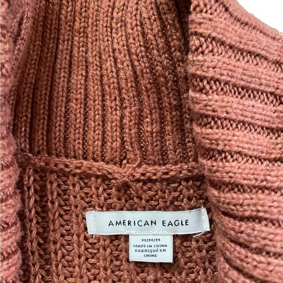 AMERICAN EAGLE Chunky Knit Cardigan Sweater Brown Size Medium - Picture 5 of 5
